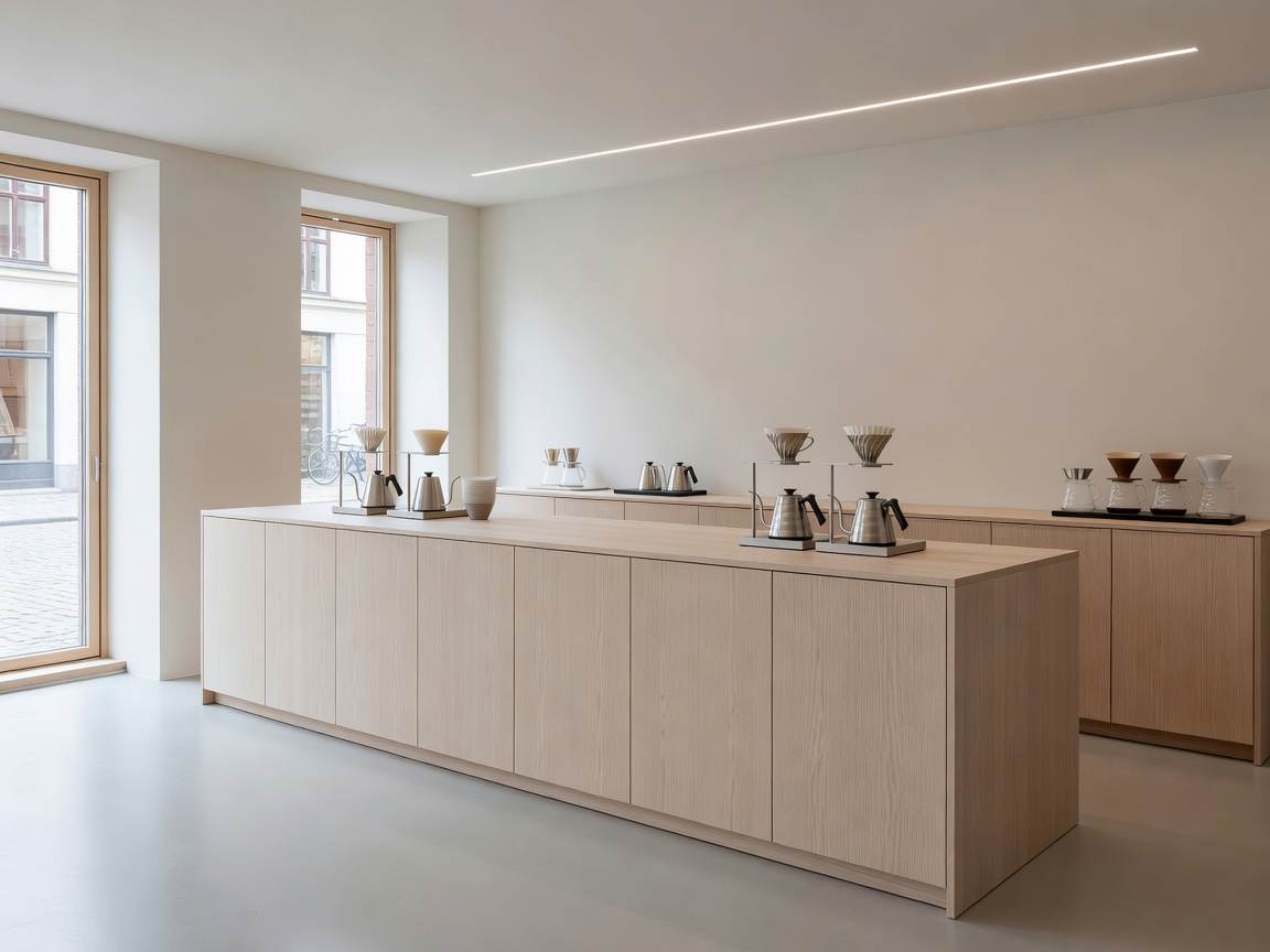 Minimalist Copenhagen Specialty Coffee Bar with Light Timber and Pour-over Stations